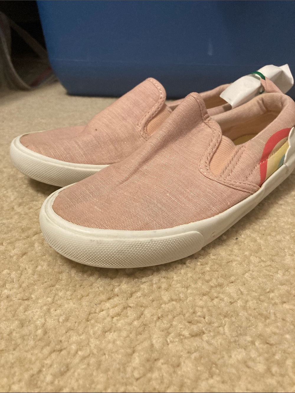 Old Navy Kids Pink Slip-On Sneakers with Rainbow Tab